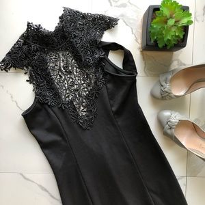 Lulu’s Black Crochet High Neck Mini Dress